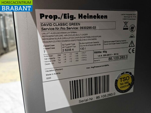 David Koelkast koeling 130 liter 230V Horeca - Afbeelding 5