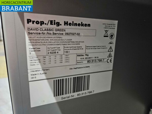 David Koelkast koeling 130 liter 230V Horeca - Afbeelding 5