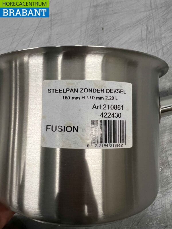 RVS Fusion Professionele Steelpan Kookpan Pan 18 x 35,5 cm 2,2 liter Horeca - Afbeelding 3