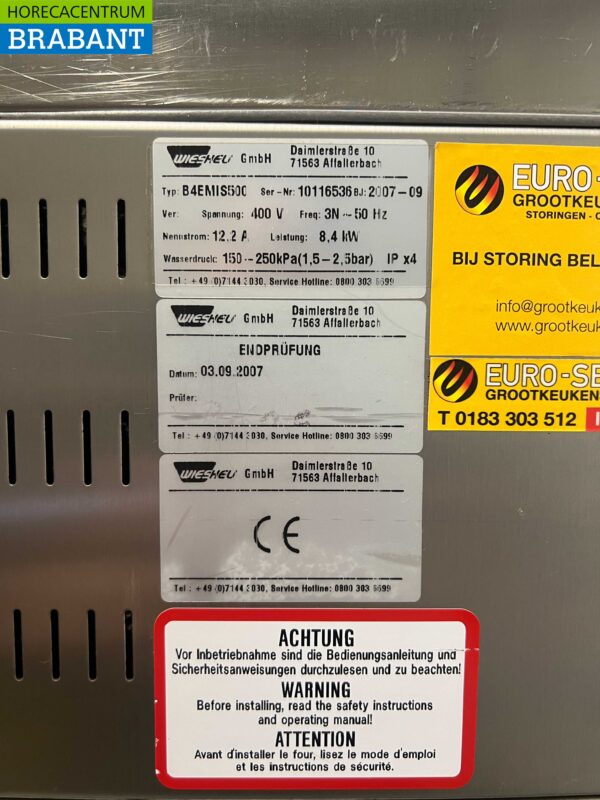 RVS Wiesheu Heteluchtoven winkeloven oven 60 x 40 cm 400V Horeca - Afbeelding 5