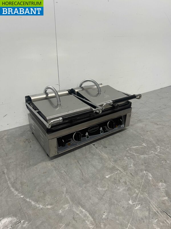RVS Combisteel Dubbele Contactgrill Paninigrill Grill XXL Glad / Ribbel 230V Horeca - Afbeelding 2