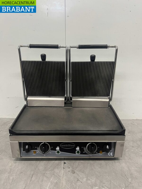 RVS Combisteel Dubbele Contactgrill Paninigrill Grill XXL Glad / Ribbel 230V Horeca - Afbeelding 4