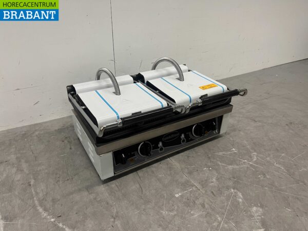 RVS Combisteel Dubbele Contactgrill Paninigrill Grill XXL Glad / Ribbel 230V Horeca - Afbeelding 2