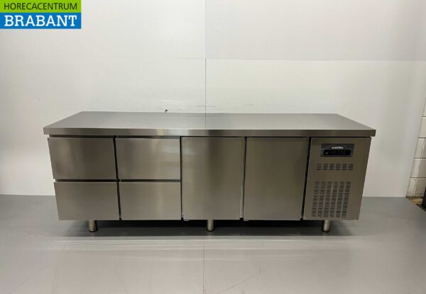 RVS Coreco Premium koelwerkbank 4 laden en 2 deuren 1/1 gastronorm 224,5 cm Horeca