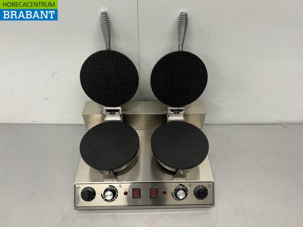RVS Dubbel Wafelijzer met timer stroopwafel ijshoorn 230V Horeca - Afbeelding 4