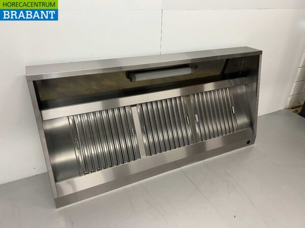 RVS Afzuigkap Dampkap met lamellen filters Premium-line 200 cm Schuin model Horeca - Afbeelding 2