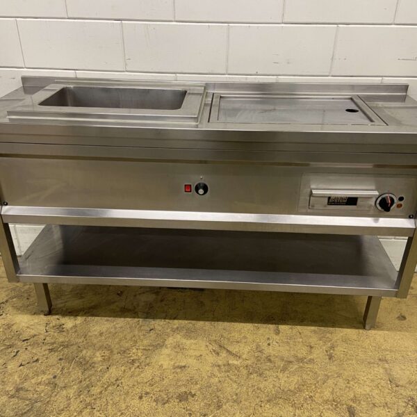 RVS Menusystem bakplaat grillplaat met bain marie 165 cm 400V Horeca