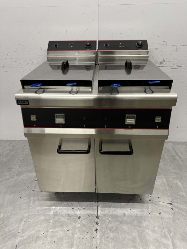 HCB RVS Dubbele Friteuse Frituur 2 x 30 liter 2 x 10 kW 400V Horeca