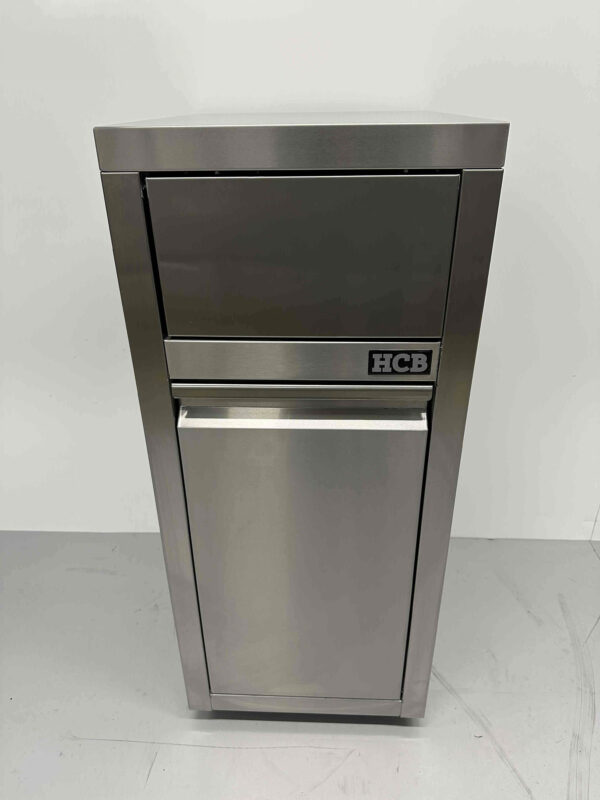 RVS Verrijdbare prullenbak afvalbak vuilnisbak Premium-line Duwdeksel Kanteldeur 50 liter Horeca