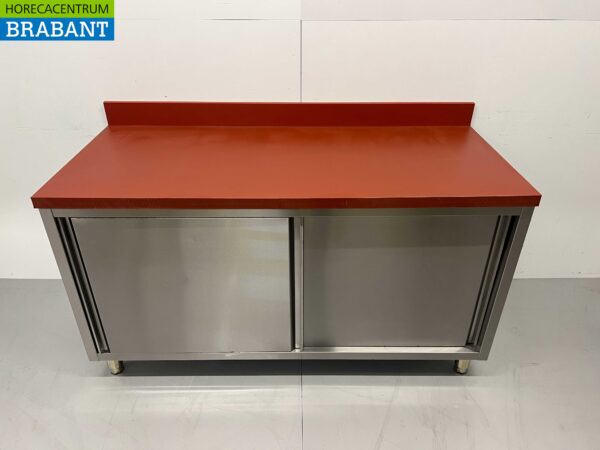 RVS Polyethyleen PE Werkkast Kast Snijtafel Premium-line 2 schuifdeuren 160 cm Horeca Slagerij