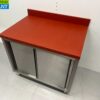RVS Polyethyleen PE Werkkast Kast Snijtafel Premium-line 2 schuifdeuren 100 cm Horeca Slagerij - Afbeelding 2