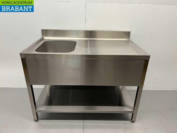 RVS  Spoeltafel spoelbak Gelast model Premium-line 120 cm Horeca