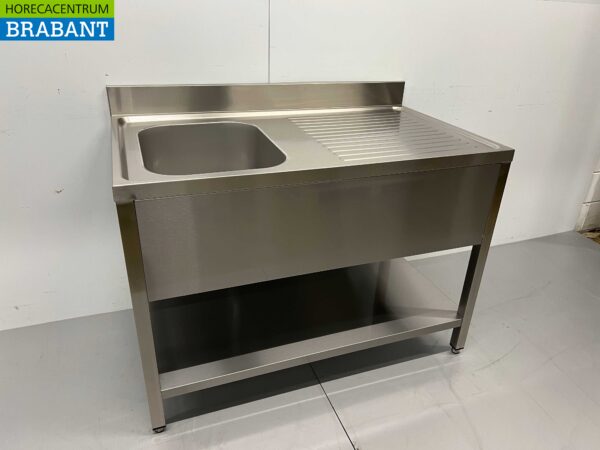 RVS  Spoeltafel spoelbak Gelast model Premium-line 120 cm Horeca - Afbeelding 2