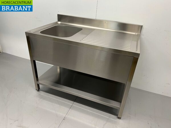 RVS  Spoeltafel spoelbak Gelast model Premium-line 120 cm Horeca - Afbeelding 3
