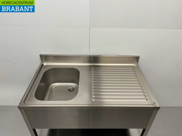 RVS  Spoeltafel spoelbak Gelast model Premium-line 120 cm Horeca - Afbeelding 4