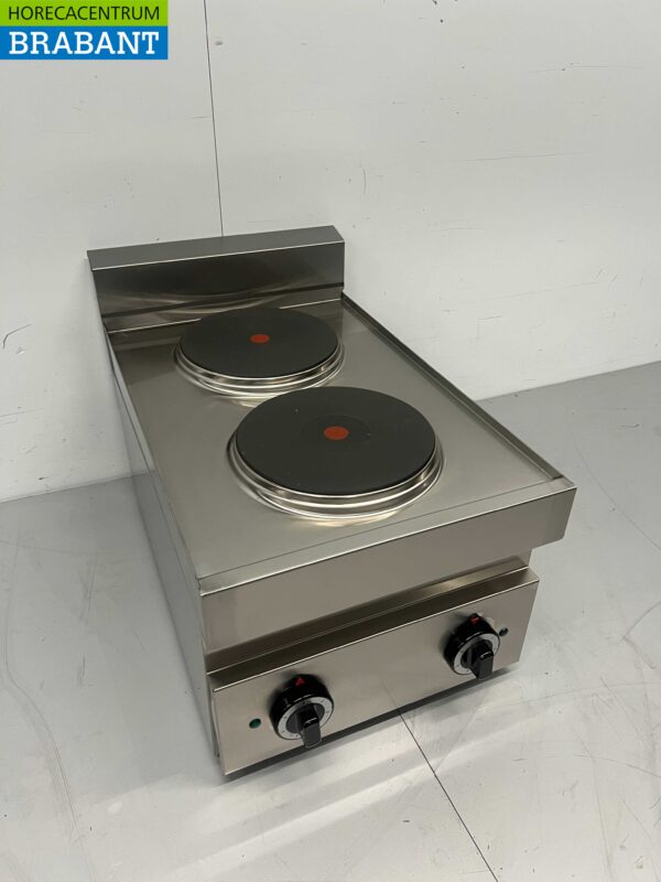 RVS  2 pits elektrisch fornuis kookplaat 650 Series 40 cm 400V Horeca - Afbeelding 2