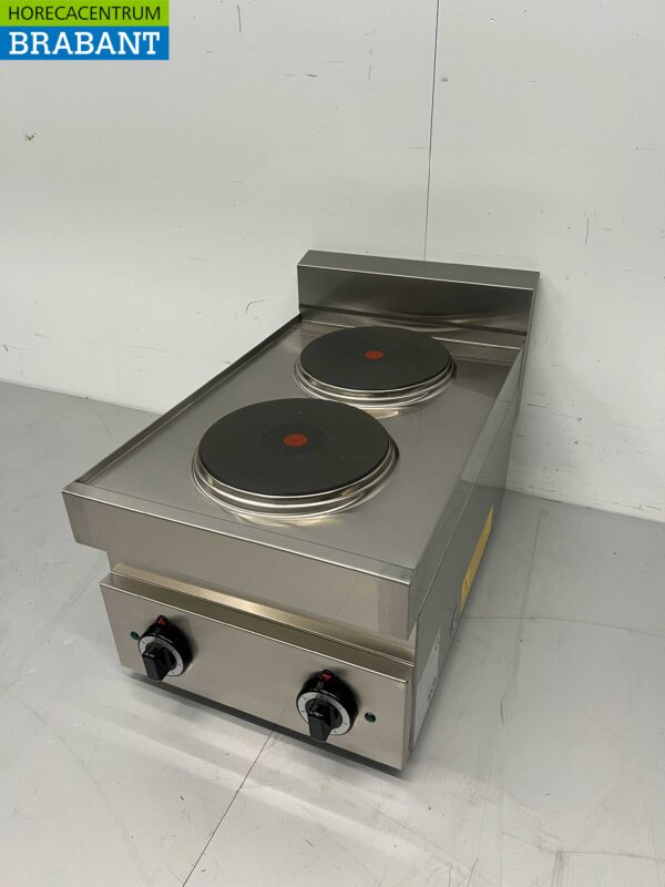 RVS  2 pits elektrisch fornuis kookplaat 650 Series 40 cm 400V Horeca - Afbeelding 3