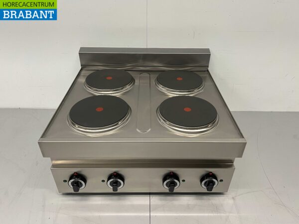 RVS  4 pits elektrisch fornuis kookplaat 650 Series 70 cm 400V Horeca