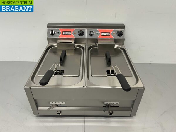 HCB RVS Dubbele Friteuse Frituur 2 x 12 Liter Premium-line 400V Horeca