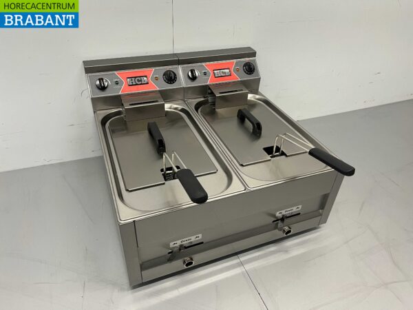HCB RVS Dubbele Friteuse Frituur 2 x 12 Liter Premium-line 400V Horeca - Afbeelding 2