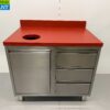 RVS Polyethylene PE Snijtafel Haringtafel Werkkast Werktafel Afvalbak en 3 laden 100 cm Horeca