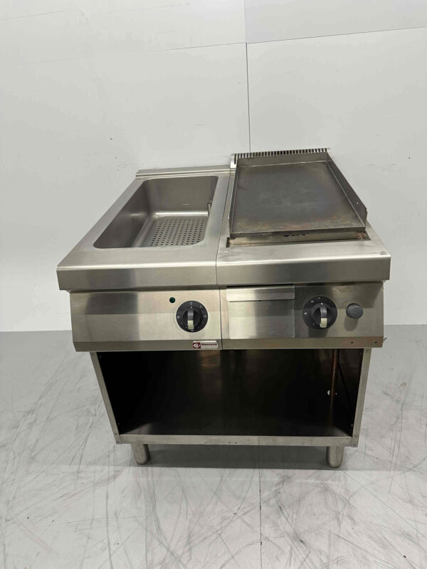 RVS Diamond bakplaat met bain marie Gas / 230V Horeca