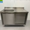 RVS Spoeltafel spoelbak 2 schuifdeuren Premium-line 120 cm Horeca