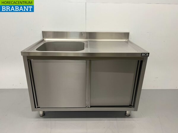 RVS Spoeltafel spoelbak 2 schuifdeuren Premium-line 120 cm Horeca