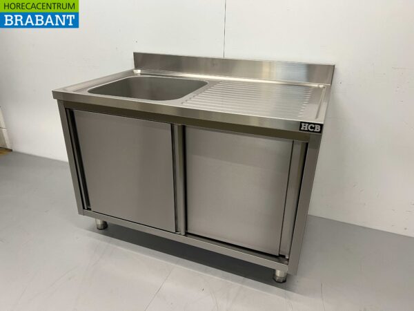 RVS Spoeltafel spoelbak 2 schuifdeuren Premium-line 120 cm Horeca - Afbeelding 3