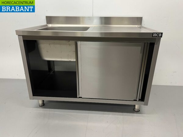 RVS Spoeltafel spoelbak 2 schuifdeuren Premium-line 120 cm Horeca - Afbeelding 5