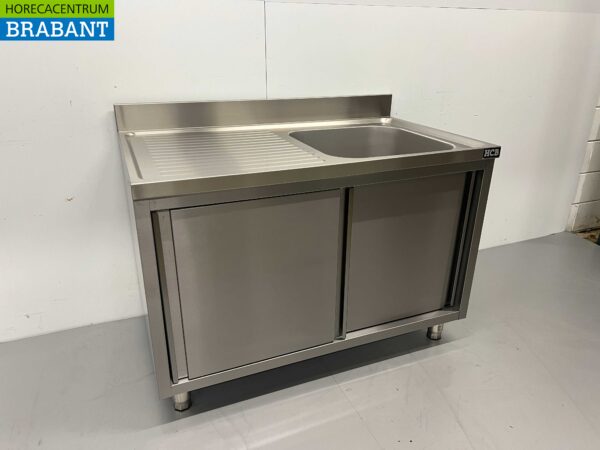 RVS Spoeltafel spoelbak schuifdeuren Premium-line 120 cm Horeca - Afbeelding 2