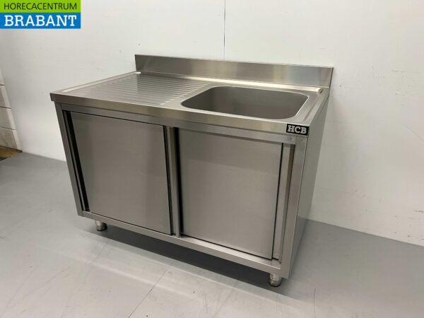 RVS Spoeltafel spoelbak schuifdeuren Premium-line 120 cm Horeca - Afbeelding 3