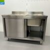 RVS Spoeltafel spoelbak schuifdeuren Premium-line 120 cm Horeca - Afbeelding 4