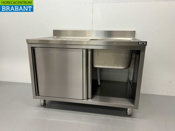 RVS Spoeltafel spoelbak schuifdeuren Premium-line 120 cm Horeca - Afbeelding 4