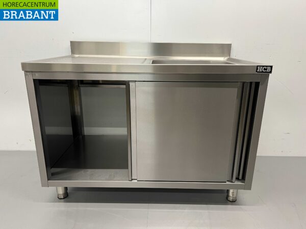 RVS Spoeltafel spoelbak schuifdeuren Premium-line 120 cm Horeca - Afbeelding 5