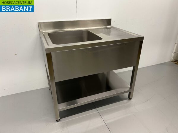 RVS Spoeltafel Spoelbak Premium-line 100 cm Horeca - Afbeelding 2
