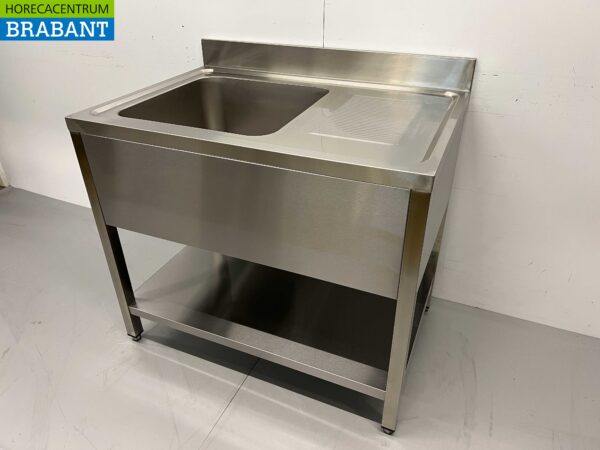 RVS Spoeltafel Spoelbak Premium-line 100 cm Horeca - Afbeelding 3