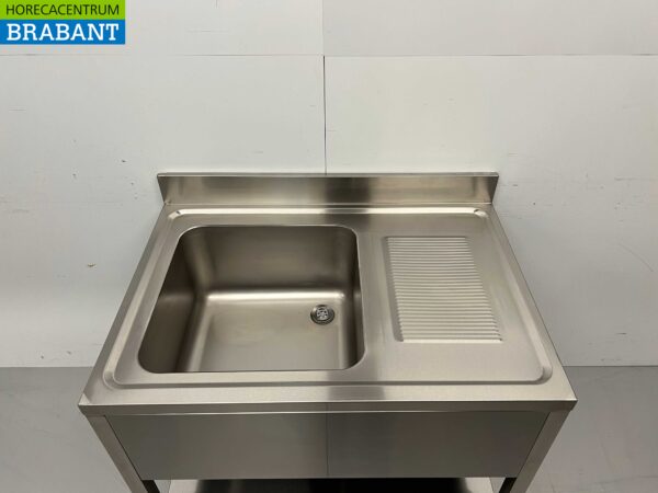 RVS Spoeltafel Spoelbak Premium-line 100 cm Horeca - Afbeelding 4