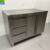 RVS Werkkast Kast Werktafel 2 klapdeuren en 3 laden 120 cm Horeca - Afbeelding 2
