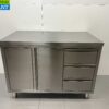 HCB RVS Werkkast Kast Werktafel 2 klapdeuren en 3 laden 120 cm Horeca