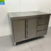 HCB RVS Werkkast Kast Werktafel 2 klapdeuren en 3 laden 120 cm Horeca - Afbeelding 2