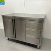 HCB RVS Werkkast Kast Werktafel 2 klapdeuren en 3 laden 120 cm Horeca - Afbeelding 3