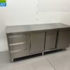 RVS Werkkast Kast Werktafel 2 schuifdeuren en 3 laden en afvalbak 200 cm Horeca - Afbeelding 2