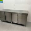 RVS Werkkast Kast Werktafel 2 schuifdeuren en 3 laden en afvalbak 200 cm Horeca - Afbeelding 3