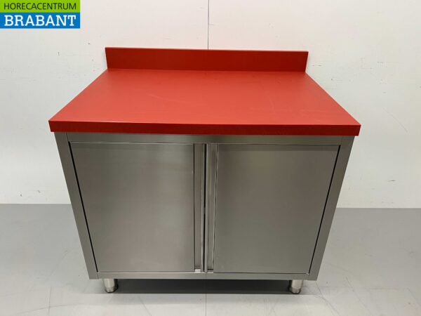 RVS Polyethylene PE Werkkast Kast Snijtafel 2 klapdeuren 100 cm Horeca Slagerij