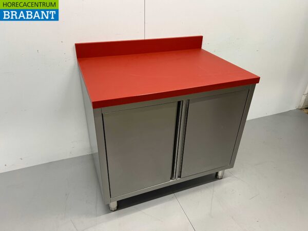 RVS Polyethylene PE Werkkast Kast Snijtafel 2 klapdeuren 100 cm Horeca Slagerij - Afbeelding 2