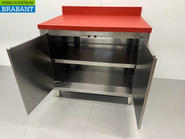RVS Polyethylene PE Werkkast Kast Snijtafel 2 klapdeuren 100 cm Horeca Slagerij - Afbeelding 4