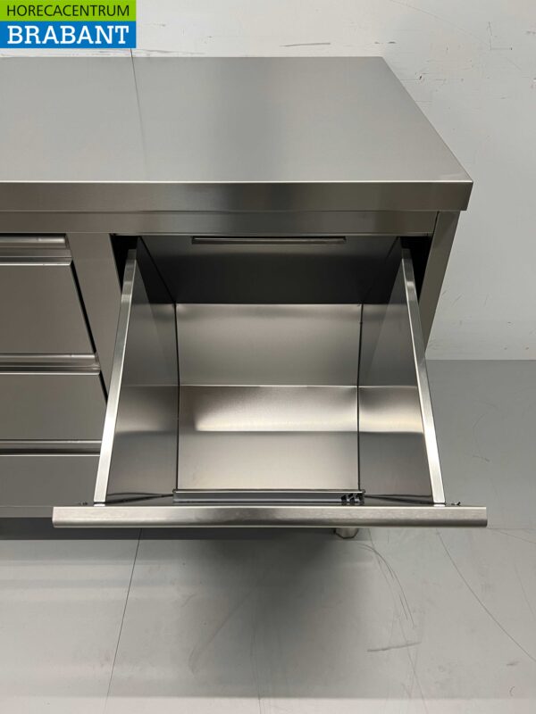 RVS Werkkast Kast Werktafel Afvalbak en 3 laden 100 cm Horeca - Afbeelding 4