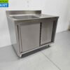 RVS Spoeltafel spoelbak Premium-line 2 schuifdeuren 100 cm Horeca - Afbeelding 3