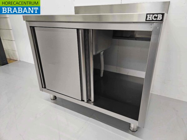 RVS Spoeltafel spoelbak Premium-line 2 schuifdeuren 100 cm Horeca - Afbeelding 6